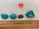 4 Polished Turquoise Stones- See Photos- 1 Blue Polished Stone & 3 Actual Turquoise