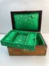 Beautiful Ornate Jewelry Box With Brass And Jade Accents And Removable Insert