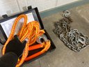 Tow Strap With Case & 2 Short Chains With Hooks
