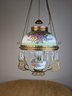 Antique Ornate Painted Converted Oil Lamp With Original Pulley