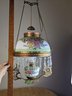 Antique Ornate Painted Converted Oil Lamp With Original Pulley