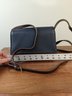 Navy And Brown Leather Liz Claiborne Purse With Shoulder Strap