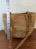 Woven Natural Shoulder Bag With Leather Straps