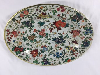 Large Daher Decorated Ware Tin Tray Made In England Floral Serving Platter