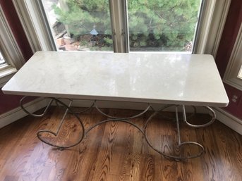 5 Ft Long Cast Concrete Table With Metal Base