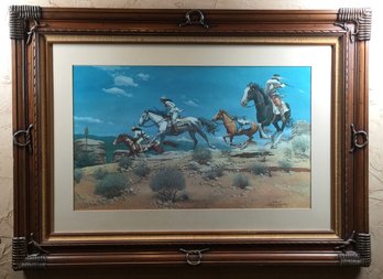 David Nordahl (b. 1941) Pursuit - Acrylic On Board Signed And Dated '79 Art Print With Fantastic Frame