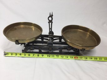 Vintage Mercantile Scale With Brass Pans