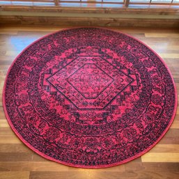 Round Red & Black Contrast Rug