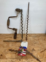Antique Hand Drill With Bits