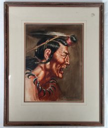 Joe Waano-Gano Framed Print Of Native With Claw Necklace
