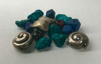 Stamped Silver Beads & Group Of Loose Beads