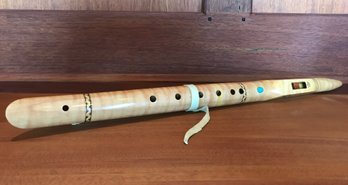Handmade Wooden Flute With Woven Bag