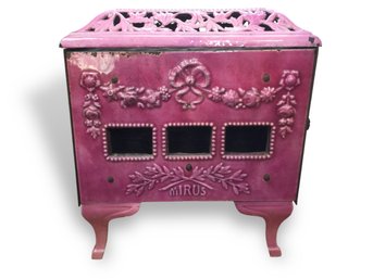 20th Century French Mirus Wood Stove In Pink Ceramic - Great Decoration* Please Note Separate Pick Up Location