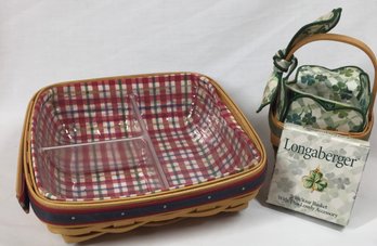 Couple Of Longaberger Baskets With Fabric & Plastic Liners