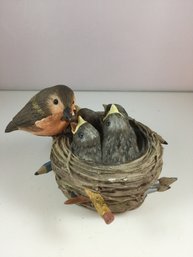 Cute Bird Family In Nest Decor Piece