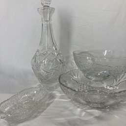 Lot Of Detailed Glass Dishes