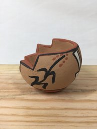 Native American Clay Painted Bowl With Children Figures