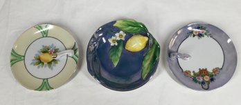 Trio Of Vintage Luster Fruit Designed Plates