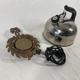 Vintage Tea Kettle With Detailed Heating Pad