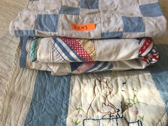 Vintage Handmade Child Sized & Baby Doll Patchwork Quilts Of Various Sizes- See Photos