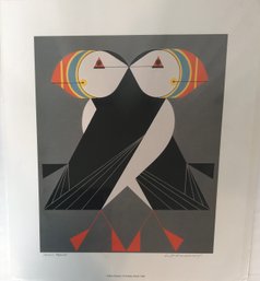 Charley Harper 1999 Signed Print- Puffins Passing
