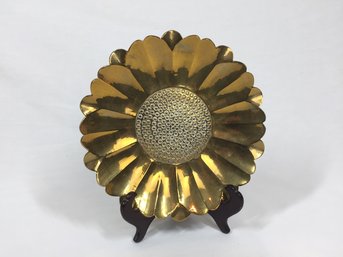 VIntage Gold Tone Metal Flower Plate