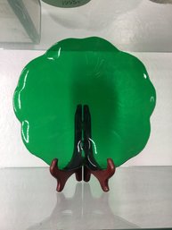 Green Art Glass On Stand