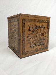 Vintage 1920s Dr. Johnson's EDUCATOR Crackers Tin, Boston, Ma