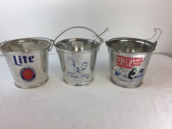 Three Metal Vintage Beer Buckets