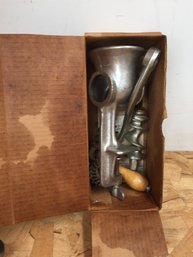 Antique Universal Number To Food And Meat Chopper In Original Box, Needs To Be Cleaned