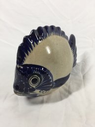 Blue Ceramic Fish Figurine