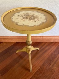 Petite Yellow Painted Side Pedestal Table