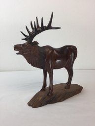 Carved Wooden Elk Statue