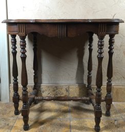 Antique Detailed Wooden Side Table - See Photos For Condition
