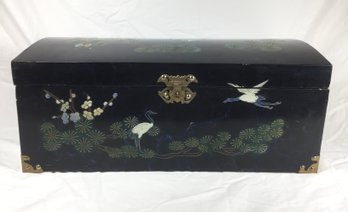 Vintage Asian Motif Black Wood Box