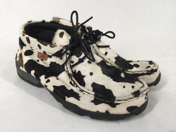Twisted Boots  Spotted Black & White Hide Shoes- Women Approx. Sz 8