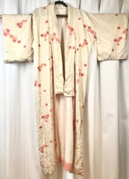 Ornate Custom Made Vintage Coral Blossoms Kimono