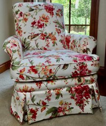 Floral Upholstered  Swivel Rocker Side Chair (Shows Some Light Staining, See Photo)