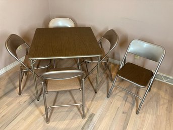 Vintage Mid Century Samsonite Card Table With Five Chairs