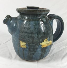 Vintage Signed Earthenware Pitcher With Lid
