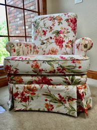 Floral Upholstered  Swivel Rocker Side Chair #2 (Shows Some Light Staining, See Photo)