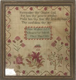 Almost 200 Years Old! Antique Framed Sampler By 12 Year Old Girl May 1831