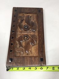 Old Carved Wood Tribal Plaque With Black Inlay