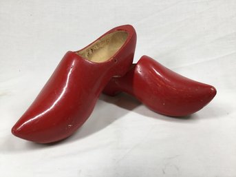 Painted Red Wooden Dutch Shoes- Adult Size