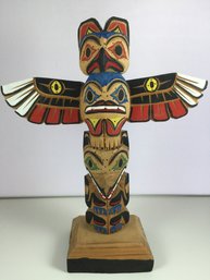 Vintage Painted Totem With Rotating Wings