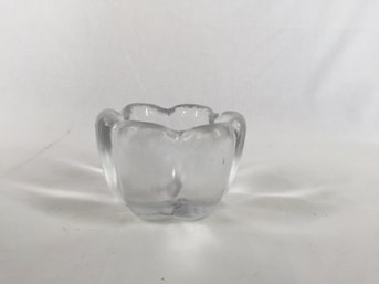 Orrefors Small Scalloped Frosted Glass Dish With Signature On Bottom