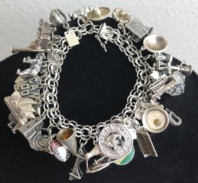 Awesome Sterling Charm Bracelet- Most Charms Stamped Sterling & Sterling Chain & Clasp