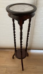 Beautiful Tall Antique Ornate Plant Stand With Stone Inset And Beautiful Twisted Legs