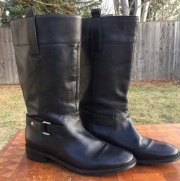 Sleek Ted Black Leather Mid Calf Boot- Size 7.5 See Photos