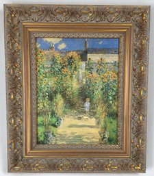'Artists Garden At Vetheuil' Claude Monet, Beautifully Framed Canvas Print